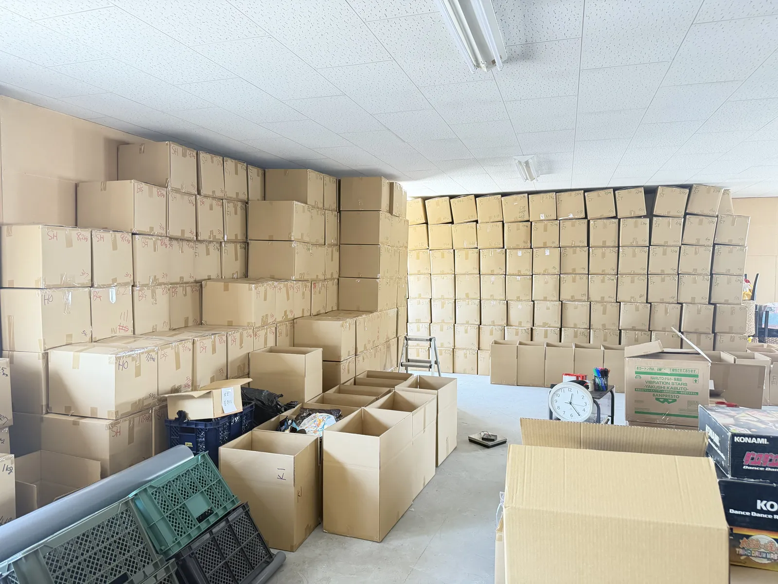 Cartons packed for export at a warehouse in Japan